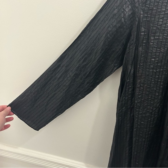 Eileen Fisher Silk Button Down Tunic small black gray - Picture 6 of 10